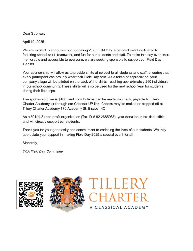 Field Day Sponsorship Letter